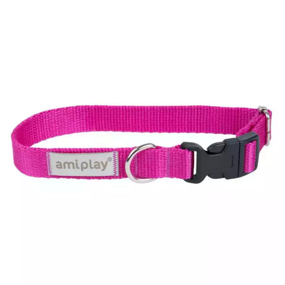 Amiplay SAMBA Adjustable Dog Collar – Durable Nylon, Secure Buckle, Black