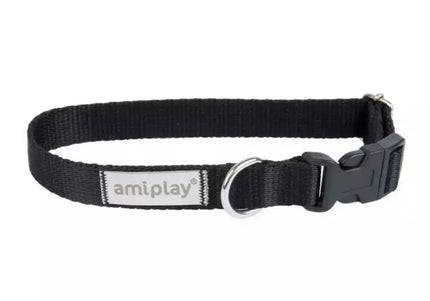 Amiplay SAMBA Adjustable Dog Collar – Durable Nylon, Secure Buckle, Black