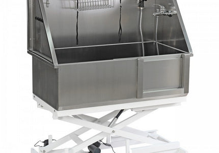 Chadog Professional Stainless Steel Grooming Bathtub – Large, Electric Height Adjustment, Side and Back Walls