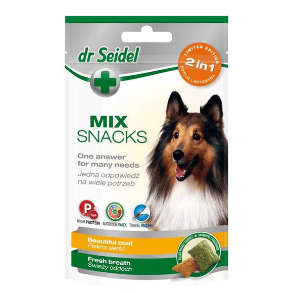 Dr Seidel MIX 2in1 Dog Treats – Fur Health and Fresh Breath Formula, 90g