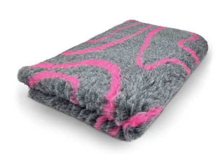Dry Bed Type A+ Anthracite with Pink Waves – Soft Washable Pet Bedding, 100x75 cm