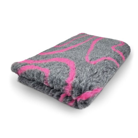 Dry Bed Type A+ Anthracite with Pink Waves – Soft Washable Pet Bedding, 100x75 cm