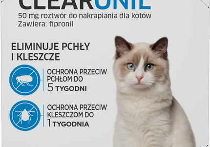 Francodex Clearonil Flea and Tick Drops – 50mg, 3 Pack, Fast-Acting Protection for Cats