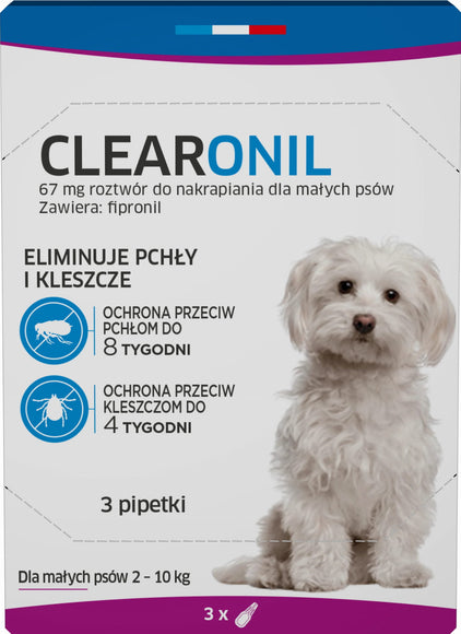 Francodex Clearonil Flea and Tick Drops – 67mg, 3 Pack, Targeted Protection for Small Dogs