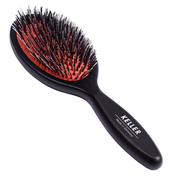 Keller Bursten Professional Grooming Brush – Natural Bristles and Nylon, Ergonomic Design