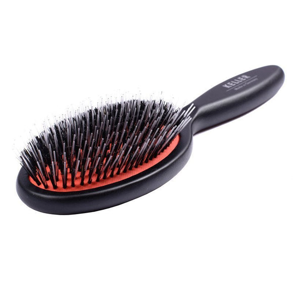 Keller Bursten Professional Grooming Brush – Natural Bristles and Nylon, Ergonomic Design