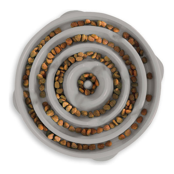 Outward Hound Fun Feeder Slo Bowl – Gray Slow-Feeding Bowl, 27cm Diameter, Promotes Healthy Eating