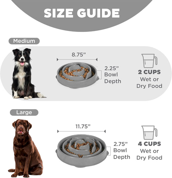 Outward Hound Fun Feeder Slo Bowl – Gray Slow-Feeding Bowl, 27cm Diameter, Promotes Healthy Eating