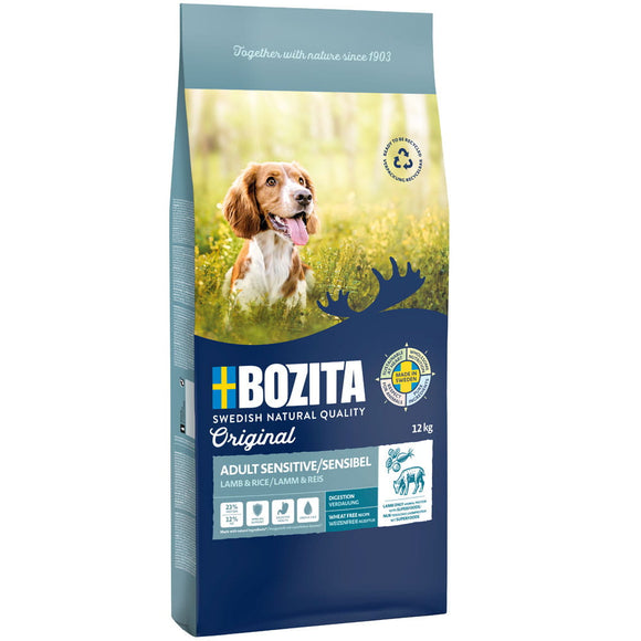 Bozita Original Sensitive Digestion Dry Dog Food – Complete Formula, 12kg, Gentle on Stomach