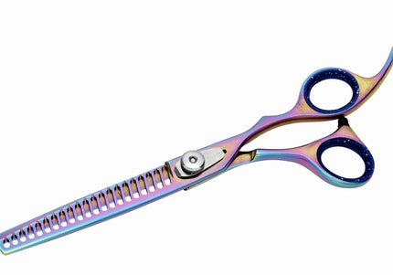 Geib Kiss Gold Rainbow Thinning Shears – 7.5in, 21-Tooth, Precision Single-Sided Design