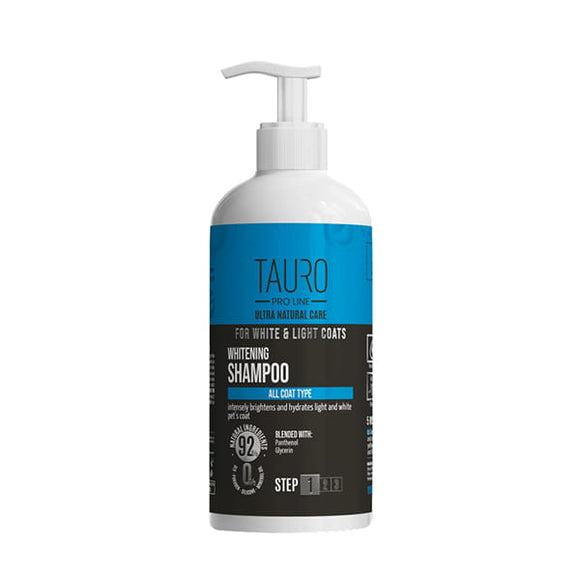 Tauro Pro Line Ultra Natural Whitening Shampoo – Brightening Formula for White and Light Coats, 400ml