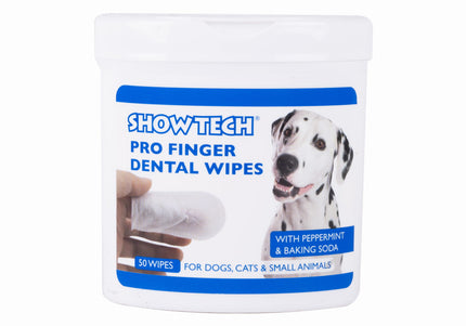 Show Tech Pro Finger Dental Wipes – Tooth Cleaning Thimbles, Convenient Pack of 50