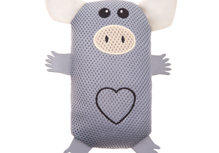 RecoFun Chubby Grey Plush Animal Toy – Soft Stuffed Squeaker, Durable Design