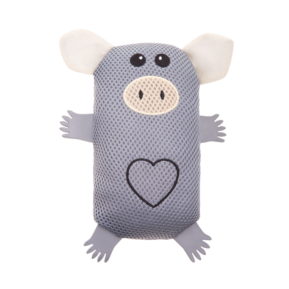 RecoFun Chubby Grey Plush Animal Toy – Soft Stuffed Squeaker, Durable Design