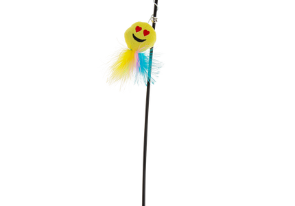 RecoFun Cat Fishing Rod Toy – Interactive Wand with Emoticon and Colorful Feathers