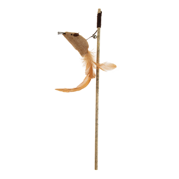 RecoFun Cat Fishing Rod Toy – Interactive Play Wand with Mice and Feathers, Durable Design