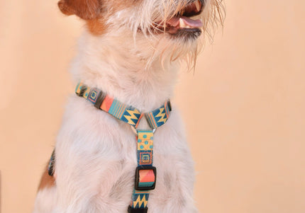 Dashi Terracotta Back Harness – Adjustable Guard Dog Harness, Colorful Mosaic Pattern, Large Size
