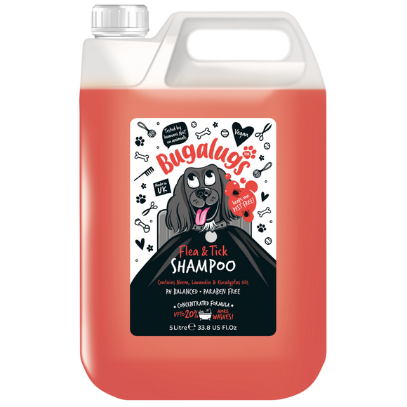 Bugalugs Flea & Tick Shampoo – Neem Oil Formula, 5L, Fast-Acting Pest Protection