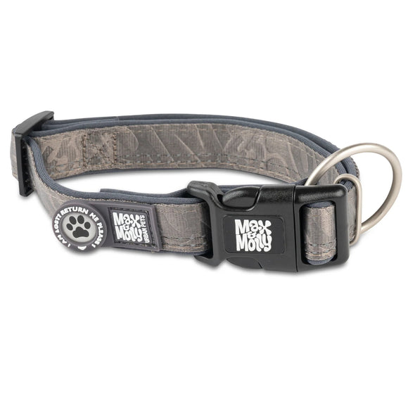 Max&Molly GOTCHA! Smart ID Matrix 2.0 Collar Stone – Gray QR ID Dog Collar, Medium Size