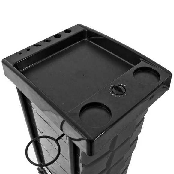 Gabbiano 008 Grooming Assistant – Black Trolley with Timer, 5 Drawers, Metal Handles