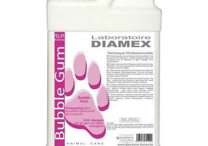 Diamex Bubble Gum Shampoo – Concentrated Formula, Bubble Gum Scent, Suitable for All Coat Types, 1L