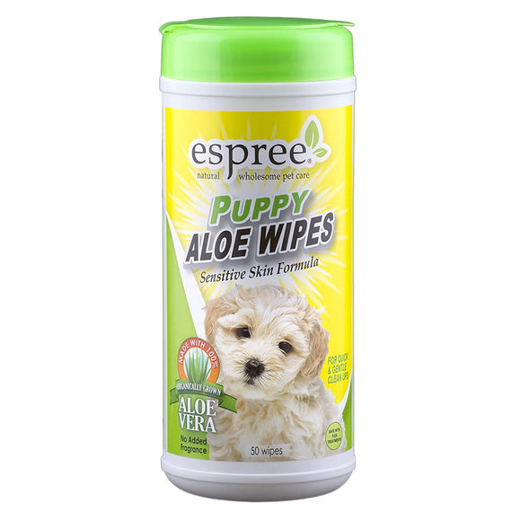 Espree Puppy Aloe Wipes – Gentle Cleansing Wipes with Aloe, 50 Pack, Hypoallergenic Formula