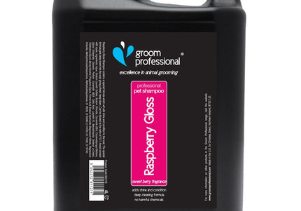 Groom Professional Raspberry Gloss Shampoo 4L – Cleansing Concentrate for All Coat Types, 1:10 Dilution