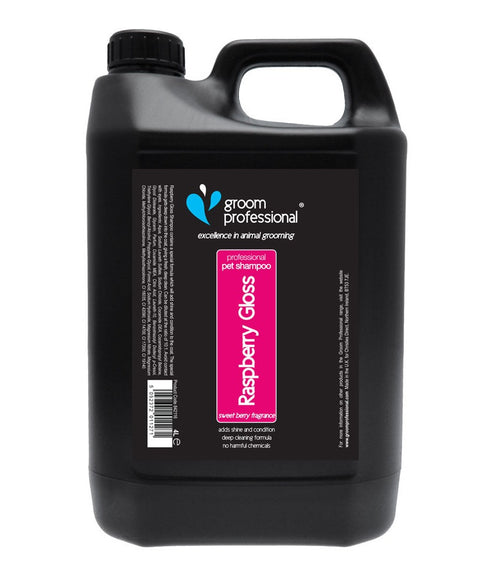 Groom Professional Raspberry Gloss Shampoo 4L – Cleansing Concentrate for All Coat Types, 1:10 Dilution