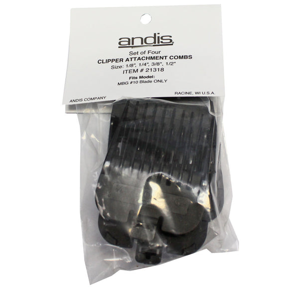 Andis Snap-On Blade Attachments Set – 4 Durable Plastic No. 10 Combs for Clippers