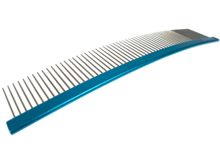 Miranda Belinda 25cm Curved Grooming Comb – Aluminum Handle, Mixed Tooth Spacing 80/20