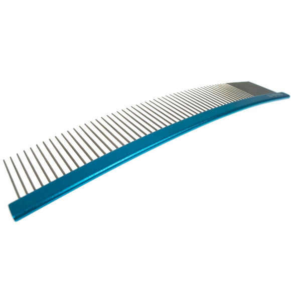 Miranda Belinda 25cm Curved Grooming Comb – Aluminum Handle, Mixed Tooth Spacing 80/20