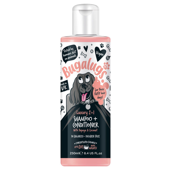 Bugalugs Luxury 2in1 Papaya & Coconut Shampoo – Conditioning Cleanser, Nourishing Formula, 250ml