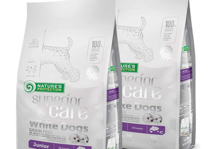 Nature’s Protection Superior Care White Dogs Junior Salmon Kibble – 2 x 10kg, Complete Balanced Nutrition