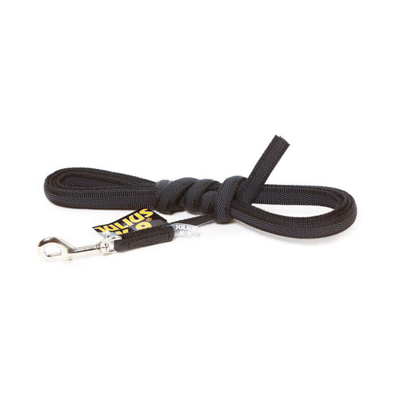 Julius K9 Supergrip Color & Gray Training Leash – Black, No Handle, 100cm x 20mm, Durable Grip