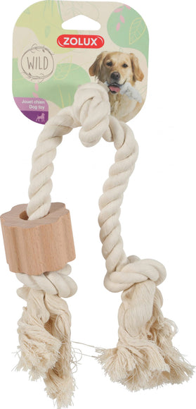 Zolux Wild Rope Toy – Three-Knot Design with Wooden Disc, Durable 24.5cm