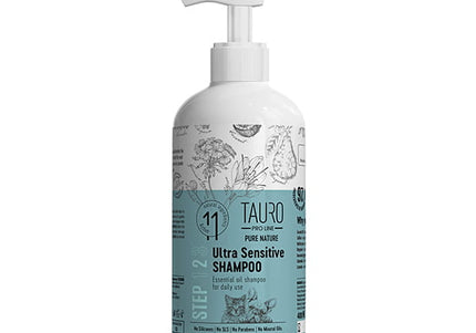 Tauro Pro Line Pure Nature Ultra Sensitive Shampoo – Ultra-Gentle Formula with Essential Oils, 400ml