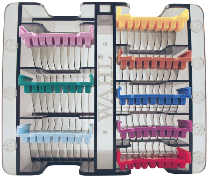 Moser/Wahl Stainless Steel Clipper Attachment Combs Set of 8 with Storage Case