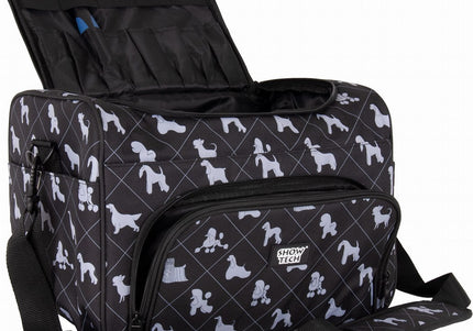 Show Tech Deluxe Grooming Bag – Spacious Fabric Organizer with Dog Breed Print, 40x26x28cm