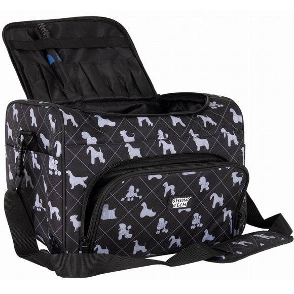 Show Tech Deluxe Grooming Bag – Spacious Fabric Organizer with Dog Breed Print, 40x26x28cm