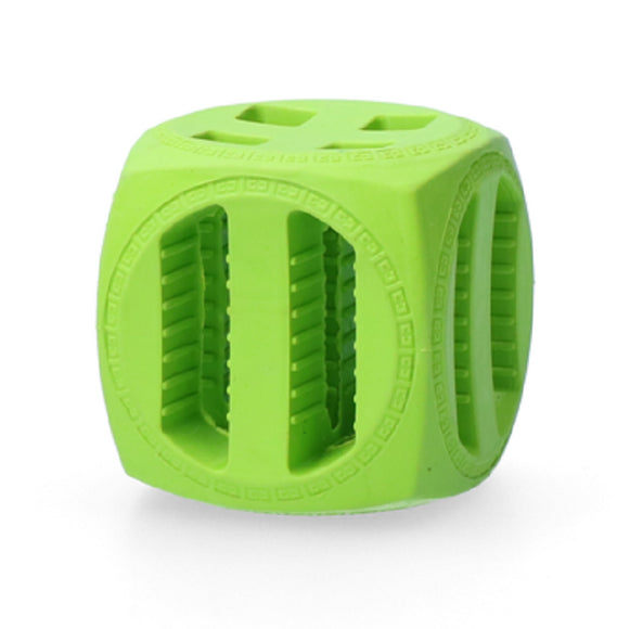 Dog Comets Pollux Rubber Treat Toy – 5.5cm Bouncing Cube, Durable Orange Design