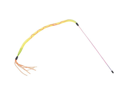 Record Cat Teaser Toy – Elastic Mesh Fishing Rod with Fringes and Bell, Interactive Play