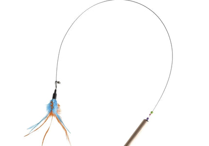 Record Cat Teaser Pole – Interactive Feather Wand with Flexible Rod, Engaging Play Design