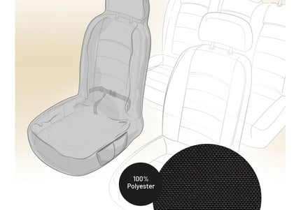 Flamingo Oslo Black Car Seat Cover 70x135cm – Waterproof Front Seat Protector, Durable Design