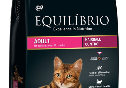 Equilibrio Adult Cat Hairball Control Food – 7.5kg, Balanced Formula, Reduces Shedding