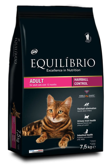 Equilibrio Adult Cat Hairball Control Food – 7.5kg, Balanced Formula, Reduces Shedding
