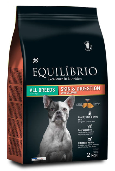 Equilibrio All Breeds Dog Food with Salmon – Sensitive Skin and Digestion Support, 2kg