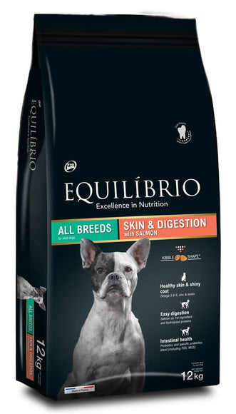 Equilibrio All Breeds Dog Food with Salmon – Skin and Digestion Support, 12kg Bag