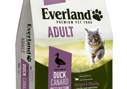 Everland Adult Cat Food with Duck – Protein-Rich Dry Formula, 4kg Bag