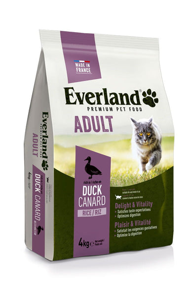 Everland Adult Cat Food with Duck – Protein-Rich Dry Formula, 4kg Bag