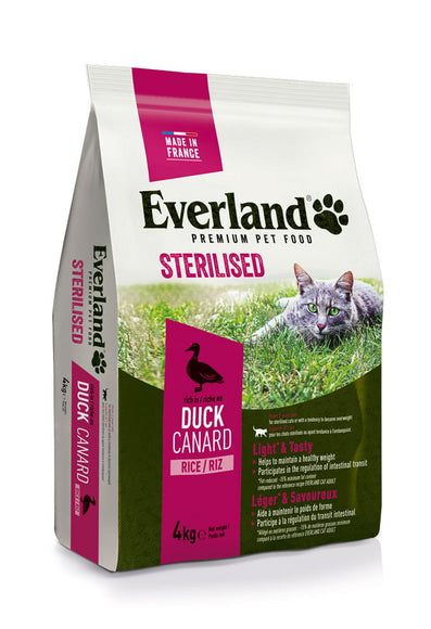 Everland Sterilized Cat Food with Duck – Balanced Nutrition, 4kg Resealable Bag